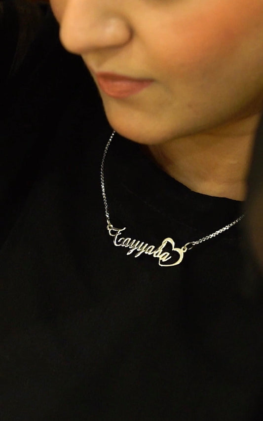Cutting Heart name Necklace