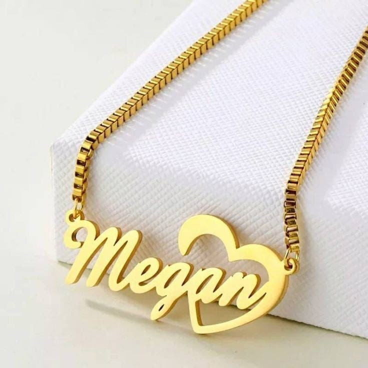 Cutting Heart name Necklace