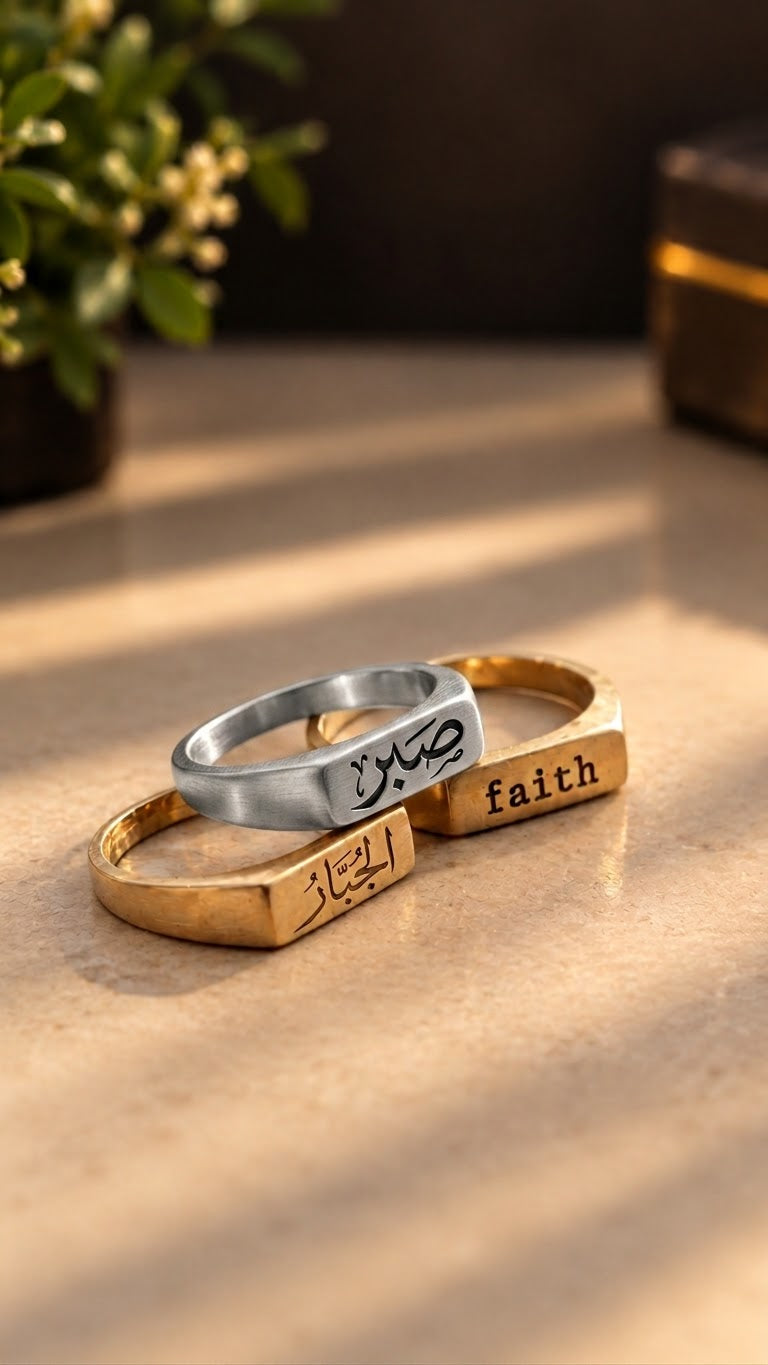 Customize Arabic Bar Ring for Him & Her