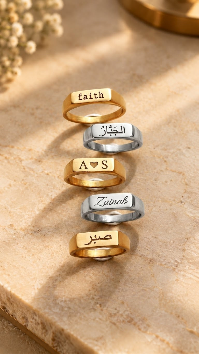 Customize Arabic Bar Ring for Him & Her