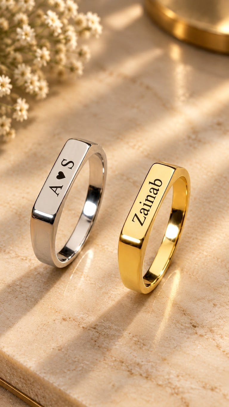 Customize Arabic Bar Ring for Him & Her